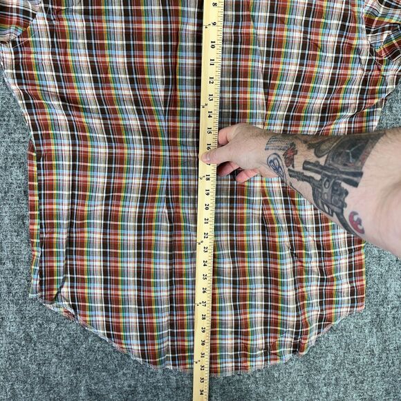 Maverick Shirt Mens M‎ Brown Plaid Long Tails Vintage USA 70s Western Cowboy - Picture 5 of 6